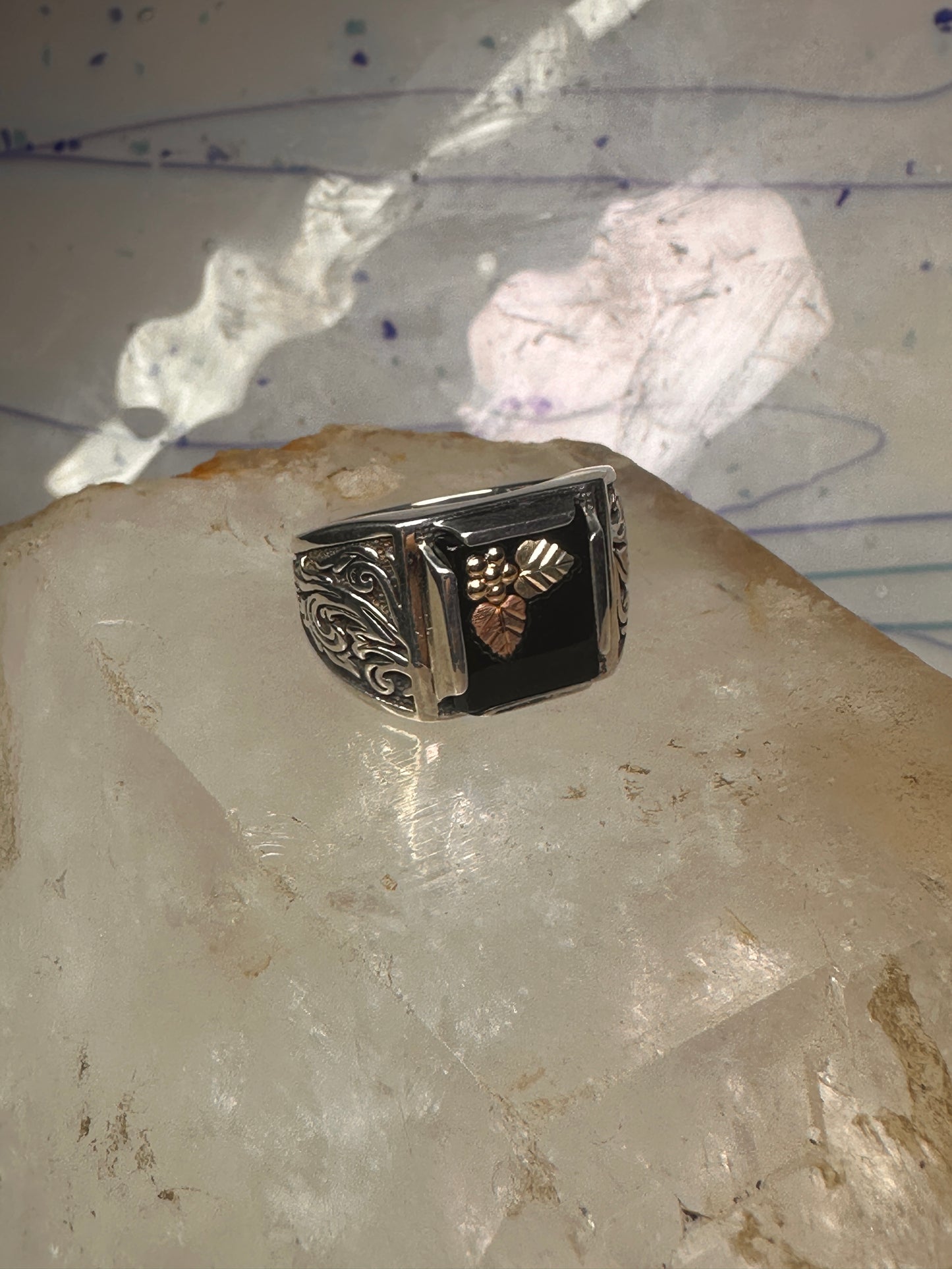 Black Hills Gold ring leaves band size 11 sterling silver women men