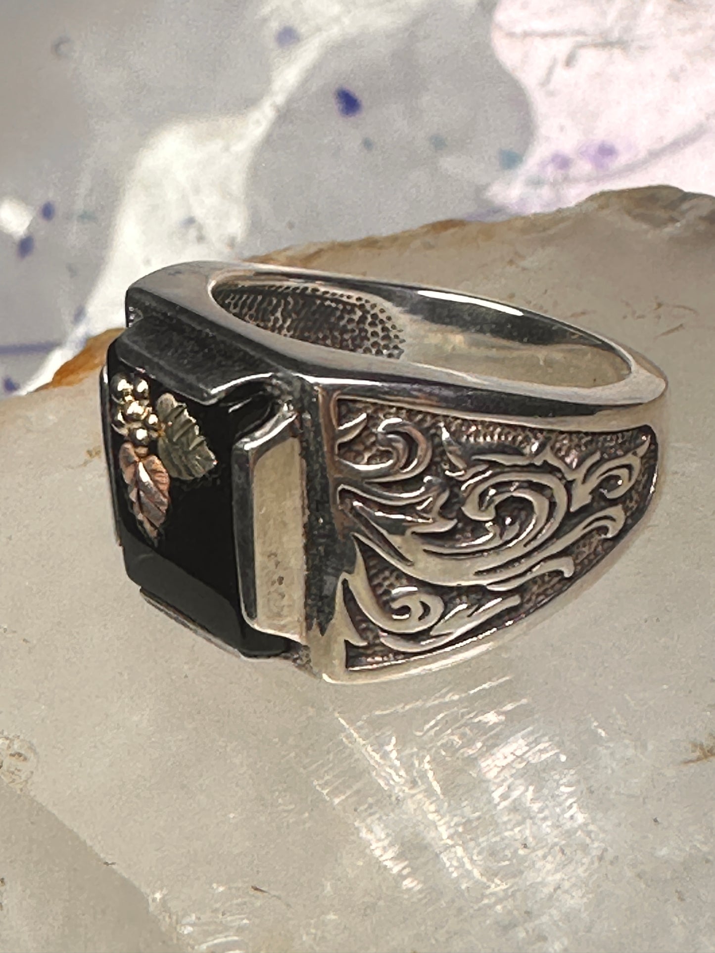 Black Hills Gold ring leaves band size 11 sterling silver women men