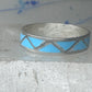 Vintage Sterling Silver Zuni Reconstituted Turquoise Inlay Band Ring Size 12 925