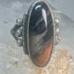 Navajo ring agate Long Petrified Wood Size 6 Vintage sterling silver women
