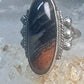 Navajo ring agate Long Petrified Wood Size 6 Vintage sterling silver women