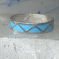 Vintage Sterling Silver Zuni Reconstituted Turquoise Inlay Band Ring Size 12 925