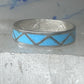 Vintage Sterling Silver Zuni Reconstituted Turquoise Inlay Band Ring Size 12 925
