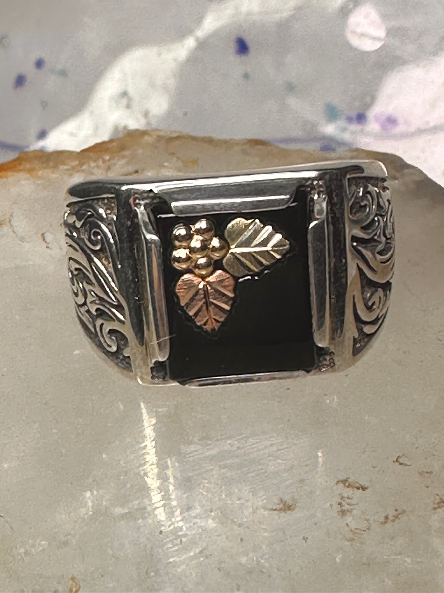 Black Hills Gold ring leaves band size 11 sterling silver women men
