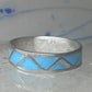 Vintage Sterling Silver Zuni Reconstituted Turquoise Inlay Band Ring Size 9.50 925