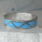 Vintage Sterling Silver Zuni Reconstituted Turquoise Inlay Band Ring Size 9.50 925