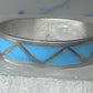 Vintage Sterling Silver Zuni Reconstituted Turquoise Inlay Band Ring Size 9.50 925