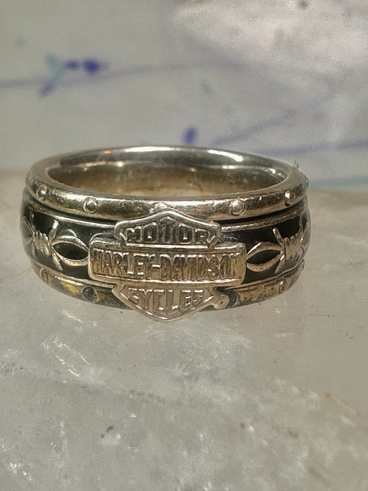 Harley Davidson ring biker spinner barbed wire band size 6 sterling silver women men