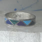 Vintage Sterling Silver Rough Multi Stone Inlay Geometric Band Signed R Size 7.75 925