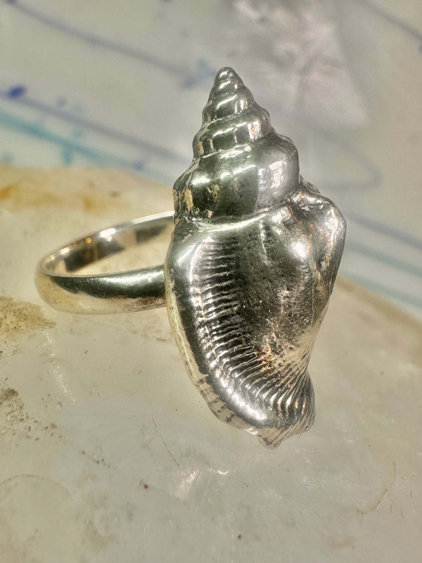 Shell ring ocean band size 8 sterling silver women girls