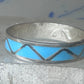 Vintage Sterling Silver Rough Turquoise Inlay Band Signed R Size 12.25 925