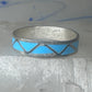 Vintage Sterling Silver Rough Turquoise Inlay Band Signed R Size 12.25 925
