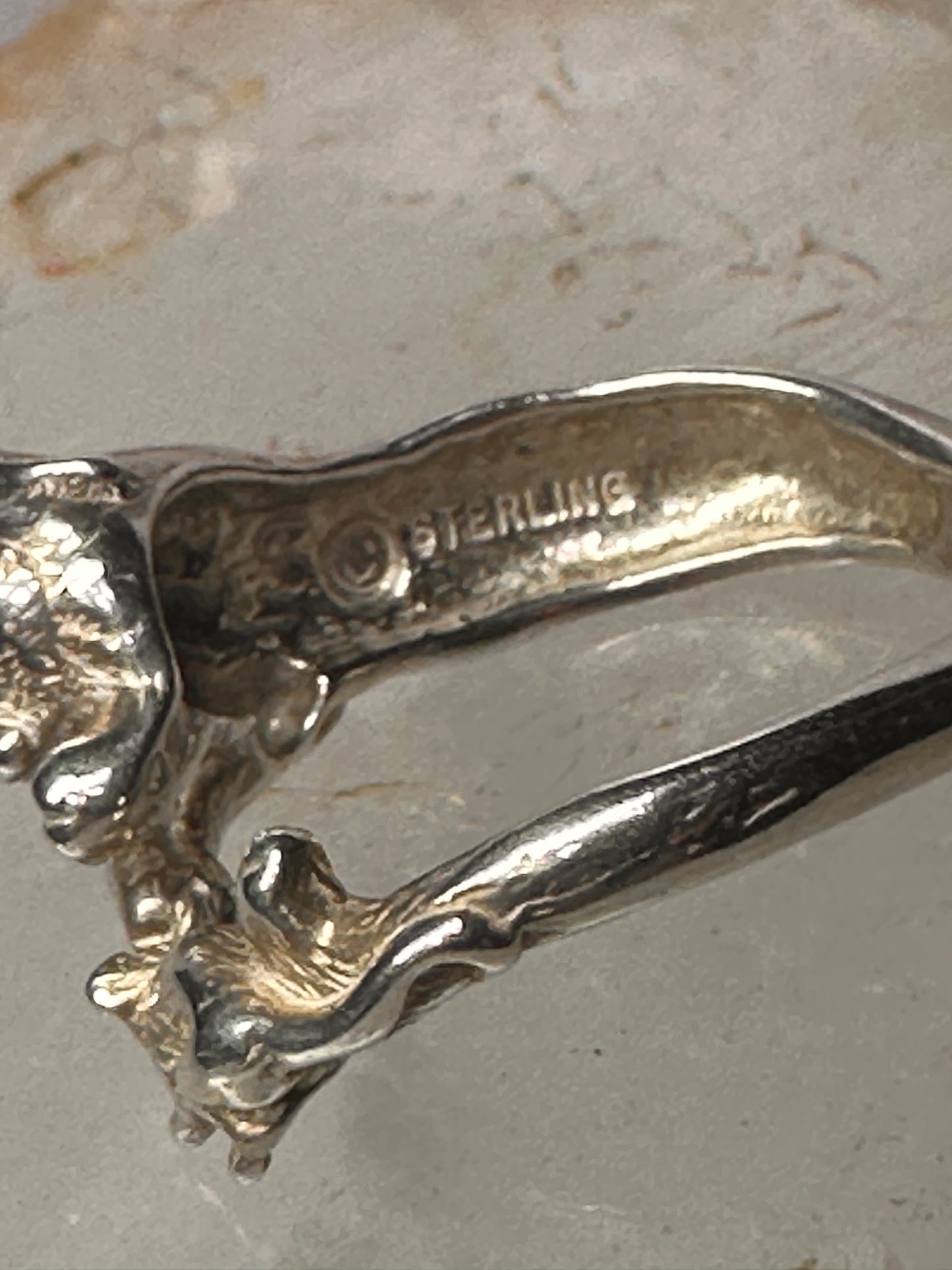 Cat and Mouse ring cat band size 7 sterling silver women