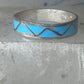 Vintage Sterling Silver Rough Turquoise Inlay Band Signed R Size 12.25 925
