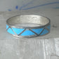 Vintage Sterling Silver Rough Turquoise Inlay Band Signed R Size 12.25 925
