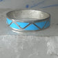 Vintage Sterling Silver Rough Turquoise Inlay Band Signed R Size 12.25 925