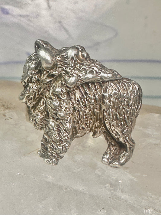 Buffalo ring animal band size 9 sterling silver women men