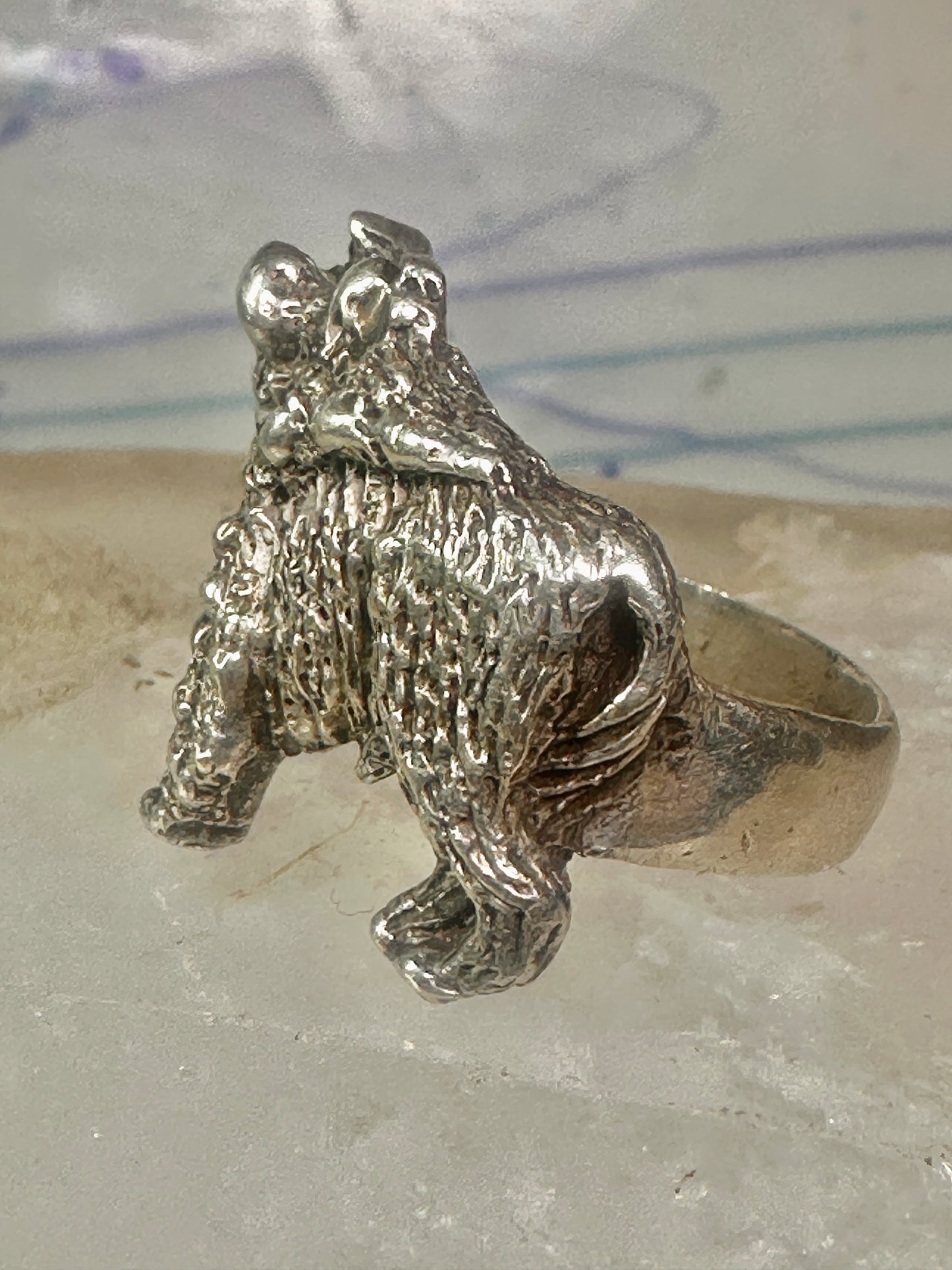 Buffalo ring animal band size 9 sterling silver women men