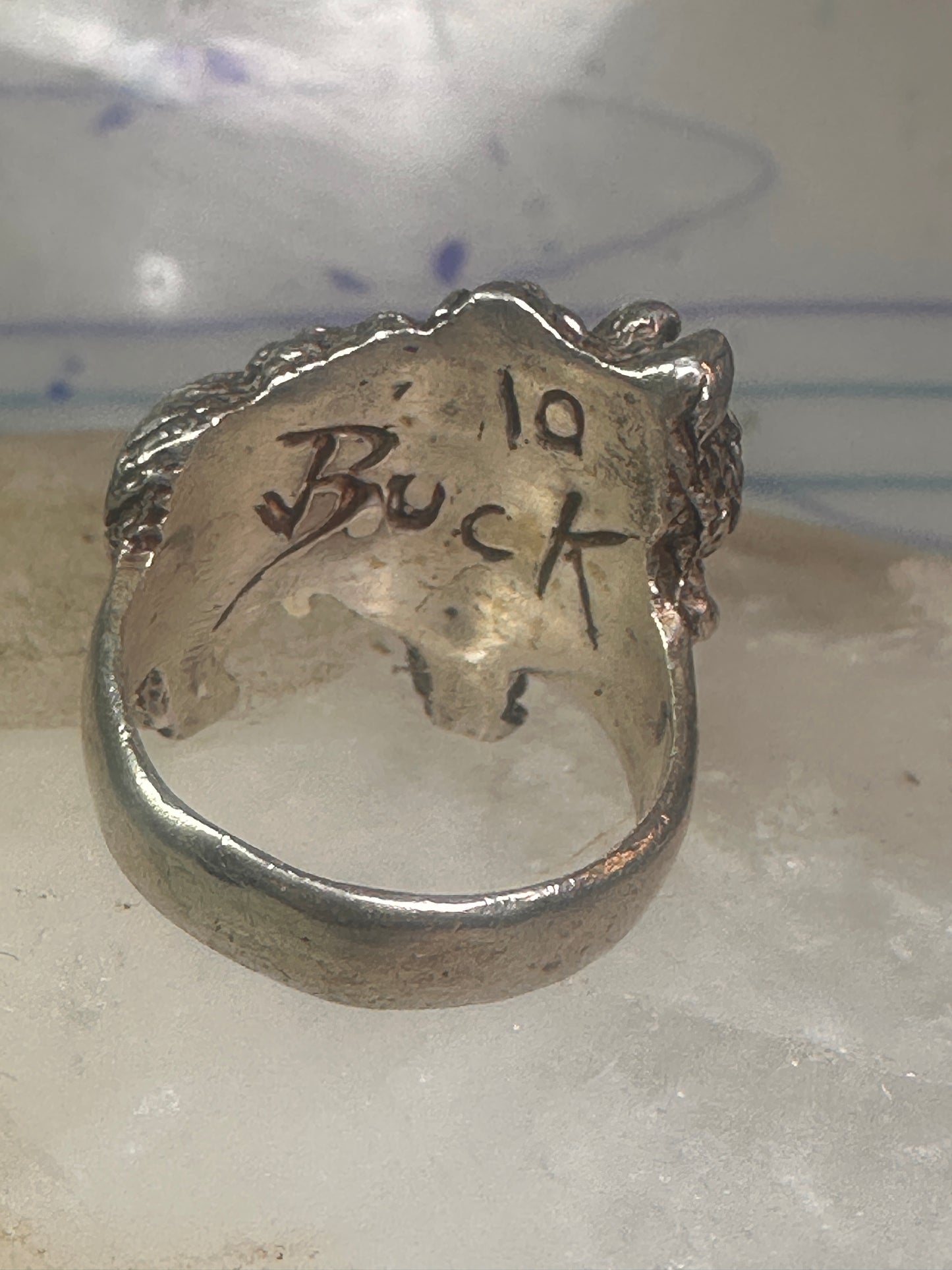Buffalo ring animal band size 9 sterling silver women men