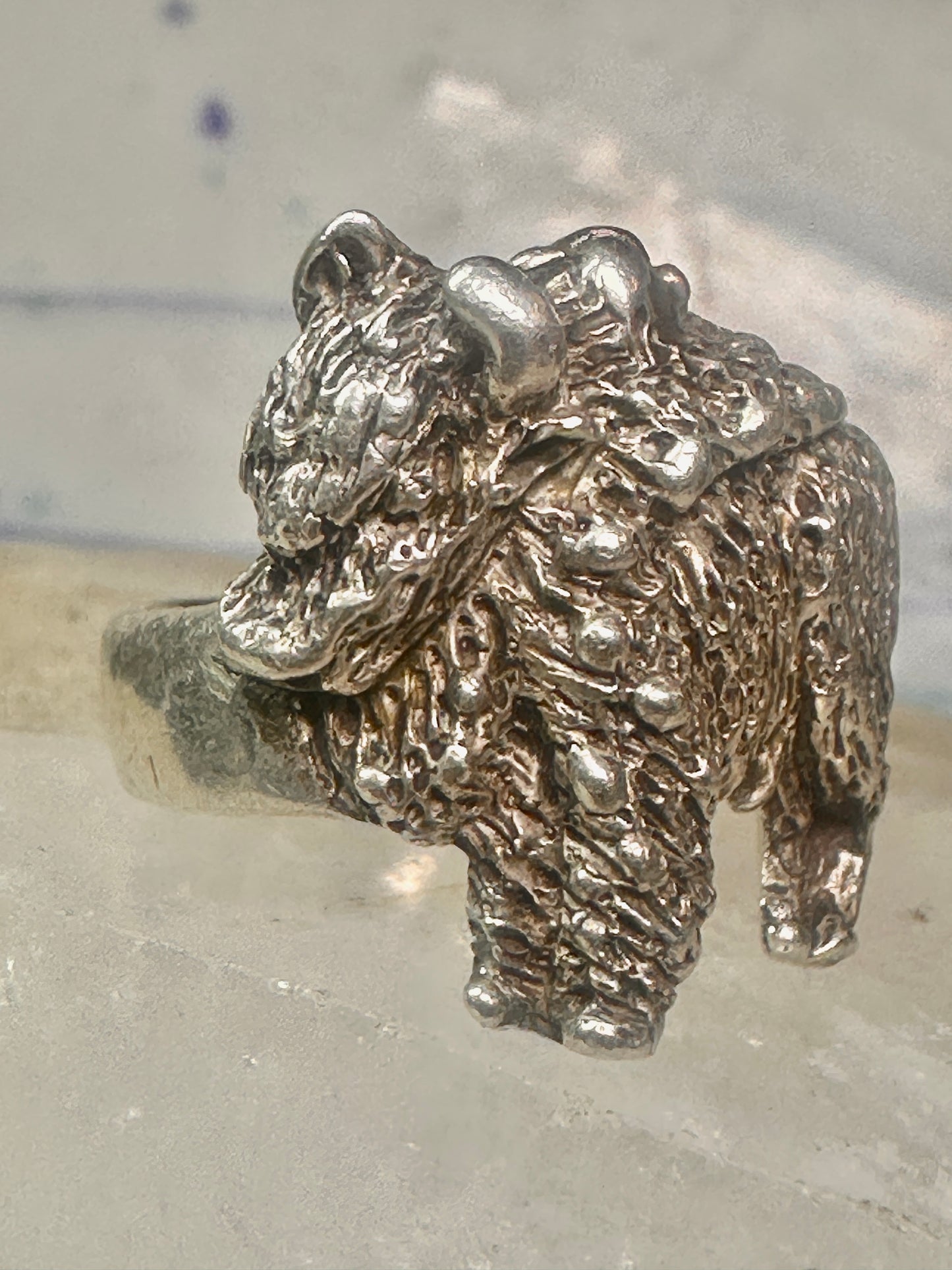 Buffalo ring animal band size 9 sterling silver women men