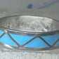 Vintage Sterling Silver Rough Reconstituted Turquoise Geometric Band Signed R Size 7.75 925