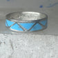 Vintage Sterling Silver Rough Reconstituted Turquoise Geometric Band Signed R Size 7.75 925