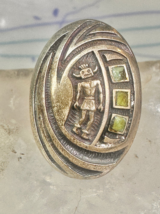 Hopi Kachina ring mudman turquoise size 4.75 sterling silver women