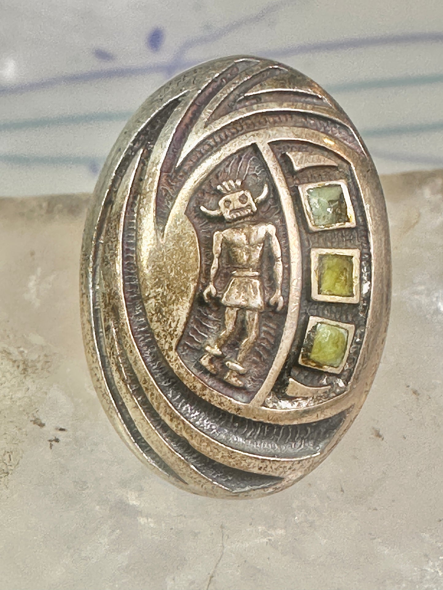 Hopi Kachina ring mudman turquoise size 4.75 sterling silver women