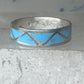 Vintage Sterling Silver Rough Reconstituted Turquoise Geometric Band Signed R Size 7.75 925