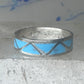 Vintage Sterling Silver Rough Reconstituted Turquoise Geometric Band Signed R Size 7.75 925