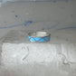 Vintage Sterling Silver Rough Reconstituted Turquoise Geometric Band Signed R Size 7.75 925