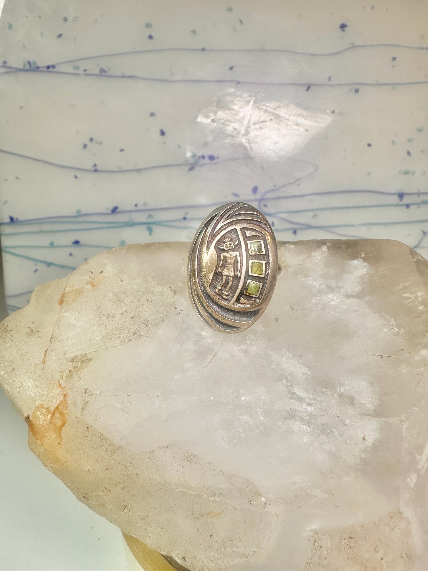 Hopi Kachina ring mudman turquoise size 4.75 sterling silver women