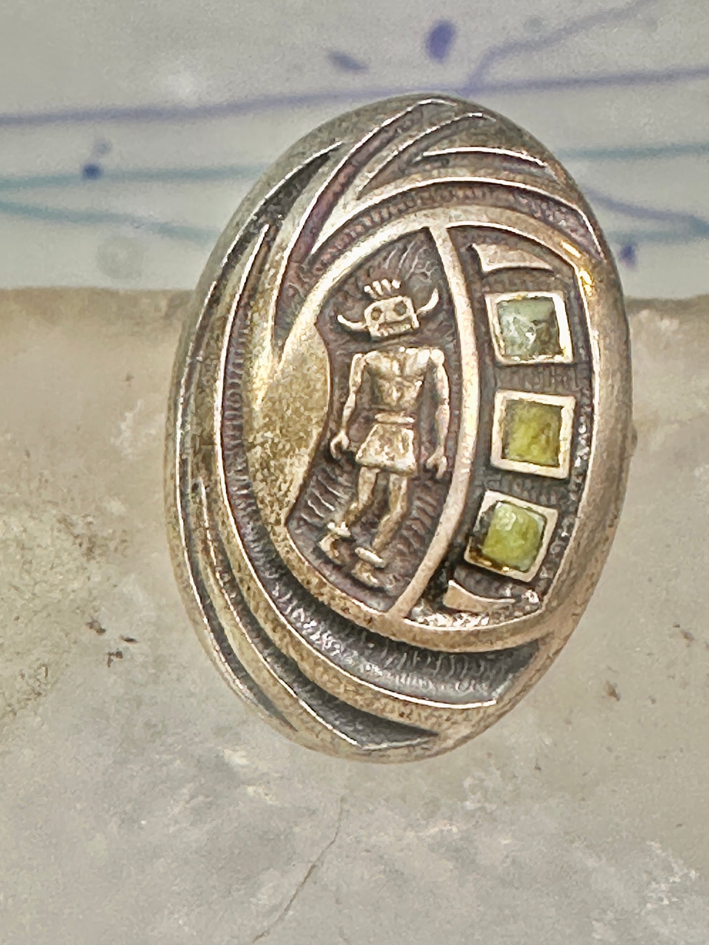 Hopi Kachina ring mudman turquoise size 4.75 sterling silver women