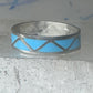 Vintage Sterling Silver Rough Reconstituted Turquoise Geometric Band Signed R Size 7.75 925