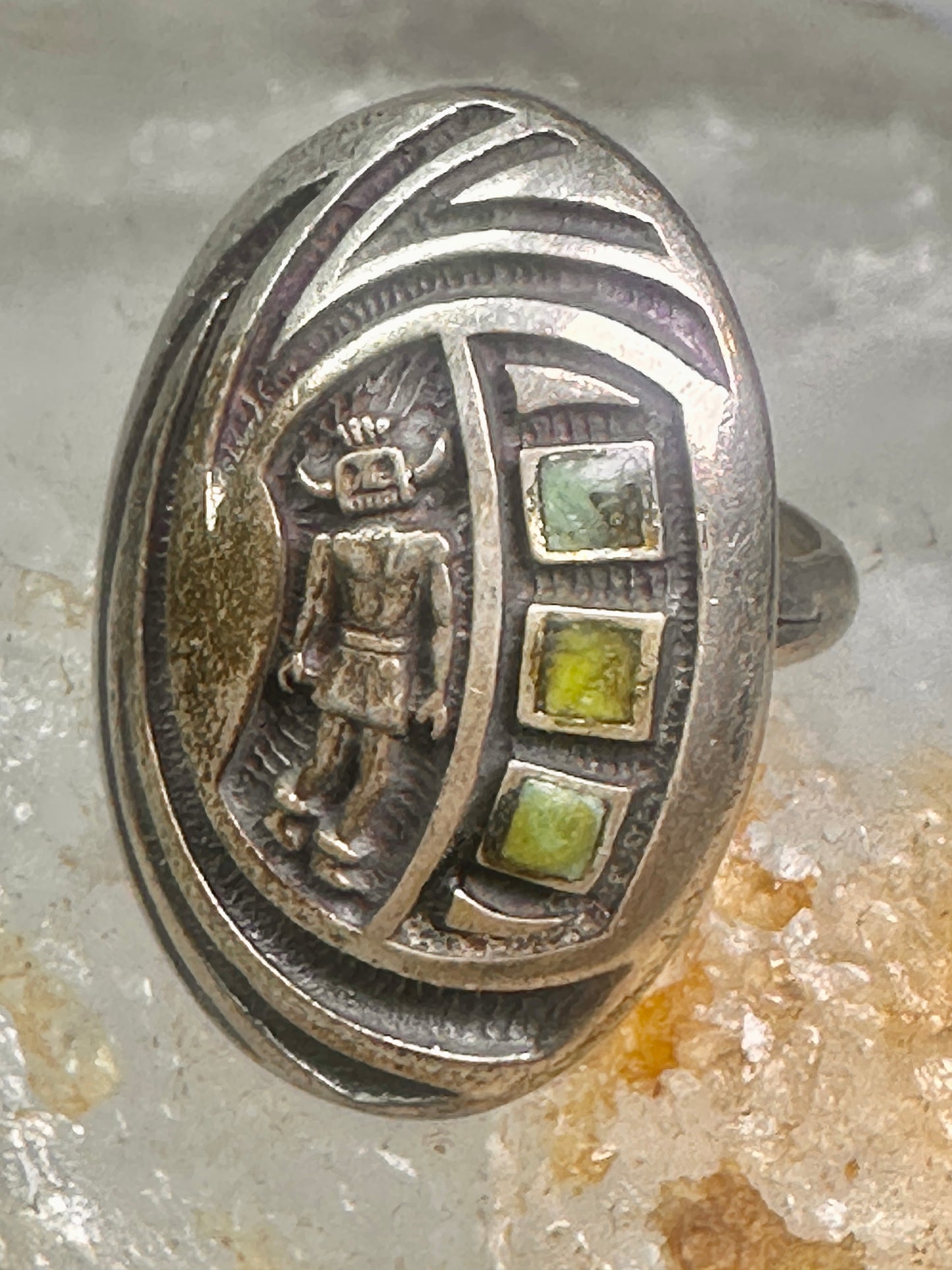 Hopi Kachina ring mudman turquoise size 4.75 sterling silver women