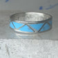 Vintage Sterling Silver Rough Reconstituted Turquoise Geometric Band Signed R Size 7.75 925