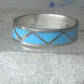 Vintage Sterling Silver Rough Reconstituted Turquoise Geometric Band Signed R Size 7.75 925