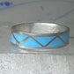 Vintage Sterling Silver Rough Reconstituted Turquoise Geometric Band Signed R Size 7.75 925