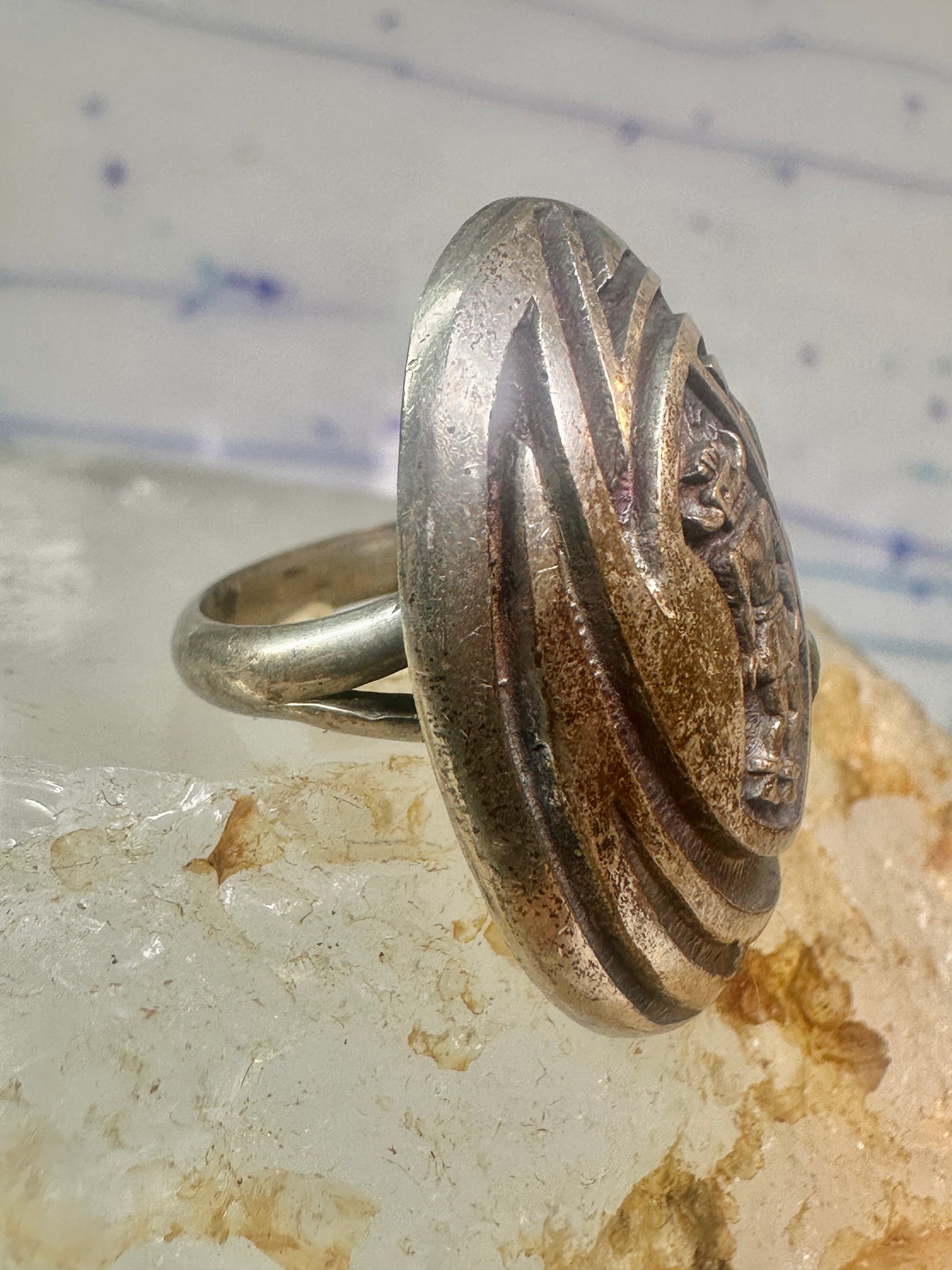 Hopi Kachina ring mudman turquoise size 4.75 sterling silver women