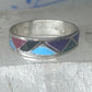 Vintage Sterling Silver Rough Reconstituted Multi Stone Geometric Band Signed R Size 8 925