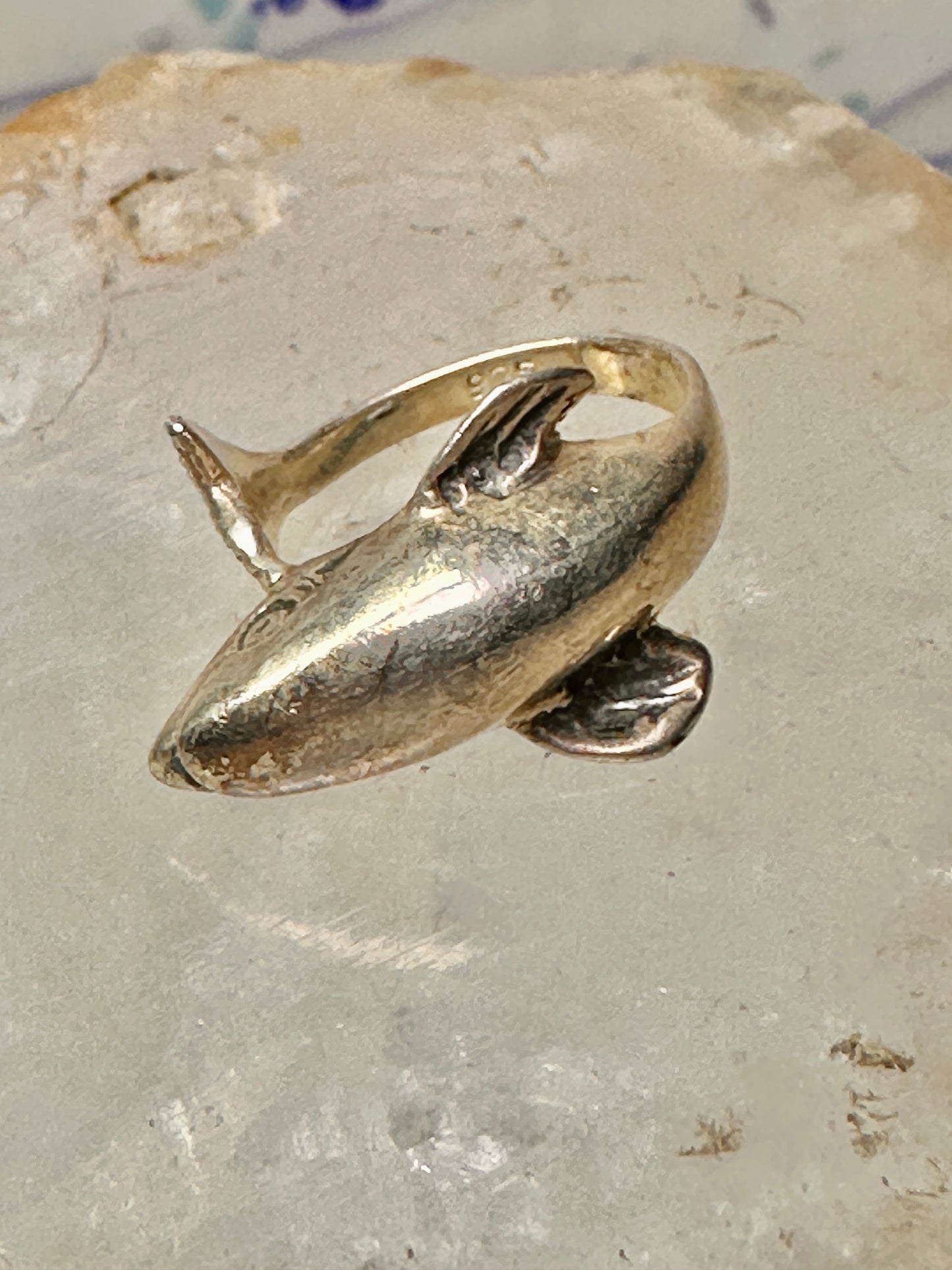 Fish ring tuna bass fishermen band size 2.25 sterling silver women pinky