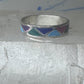 Vintage Sterling Silver Rough Reconstituted Multi Stone Geometric Band Signed R Size 8 925