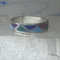 Vintage Sterling Silver Rough Reconstituted Multi Stone Geometric Band Signed R Size 8 925