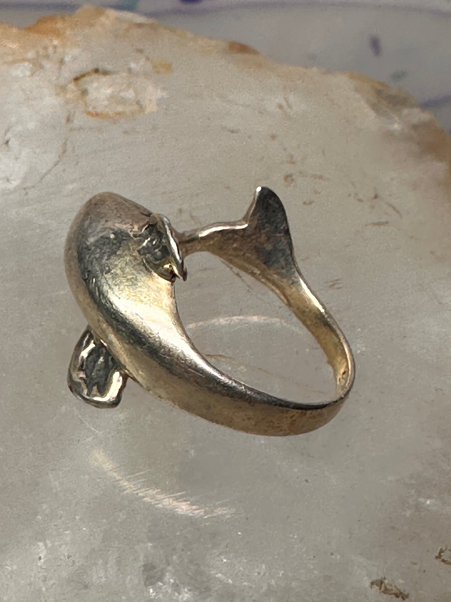 Fish ring tuna bass fishermen band size 2.25 sterling silver women pinky