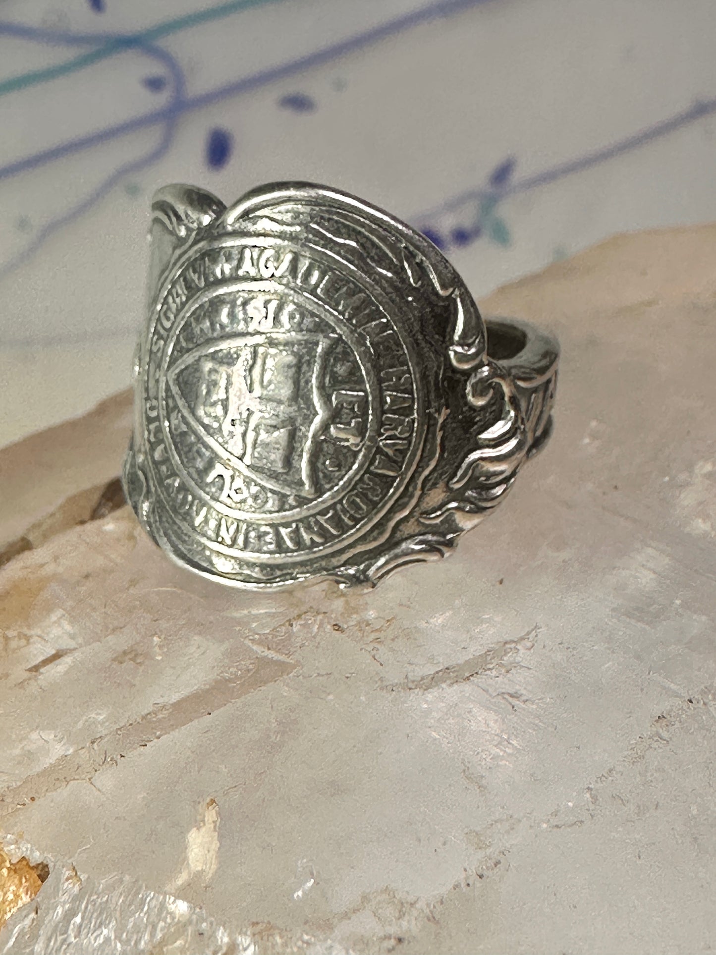 Harvard spoon ring size 7.50 Motto Seal Graduate Alumnae sterling silver band