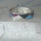 Vintage Sterling Silver Rough Reconstituted Multi Stone Geometric Band Signed R Size 8 925