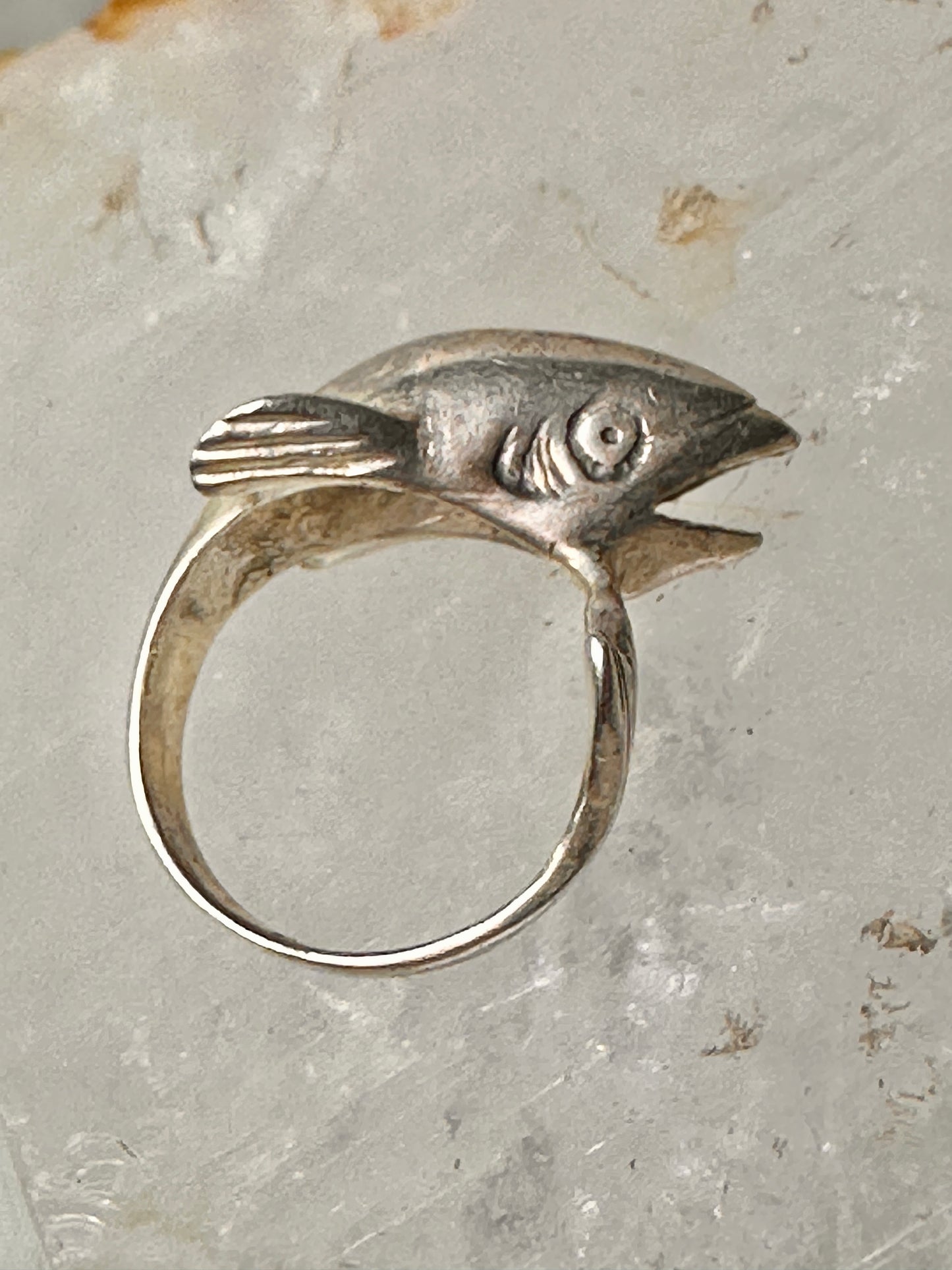 Fish ring tuna bass fishermen band size 2.25 sterling silver women pinky