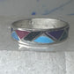 Vintage Sterling Silver Rough Reconstituted Multi Stone Geometric Band Signed R Size 8 925