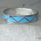Vintage Sterling Silver Rough Reconstituted Turquoise Geometric Band AS IS Size 11.25 925