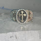 Black Hills Gold ring religious Cross Size 10.75 Vintage sterling silver men women